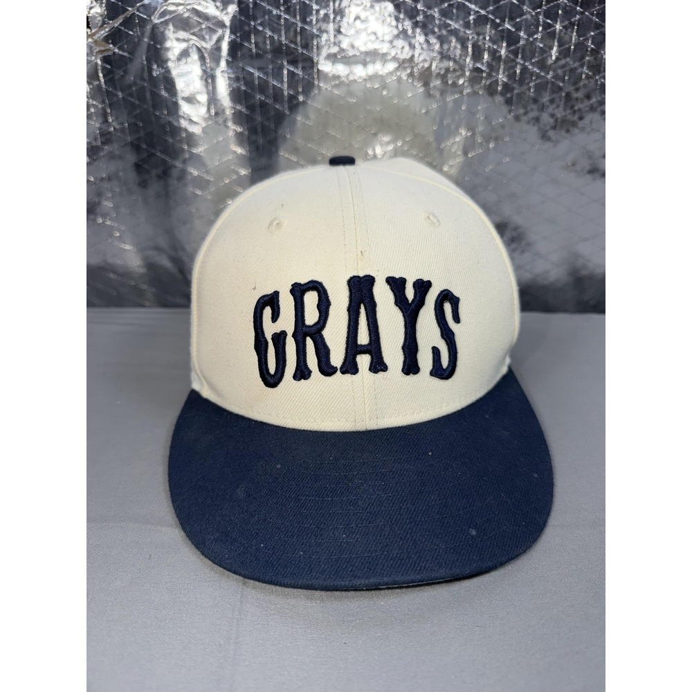 Homestead Grays Hat Cap Fitted Mens 7 1/8 White Negro Leagues Rings & Crwns